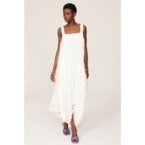 Bibhu Mohapatra Collective White Chiffon Sleeveless Square Neckline Maxi Size 2